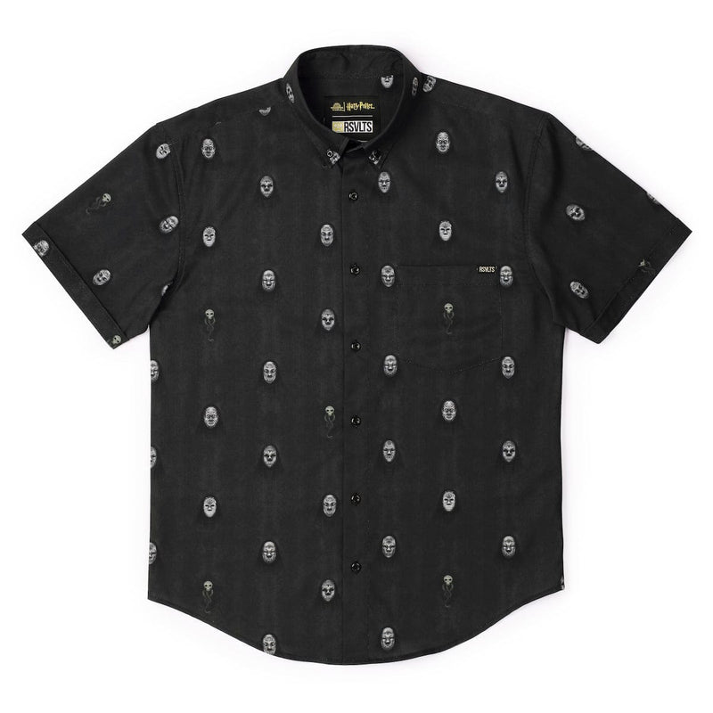 RSVLTS Morsmordre KUNUFLEX Short Sleeve Shirt in Black — detail 4