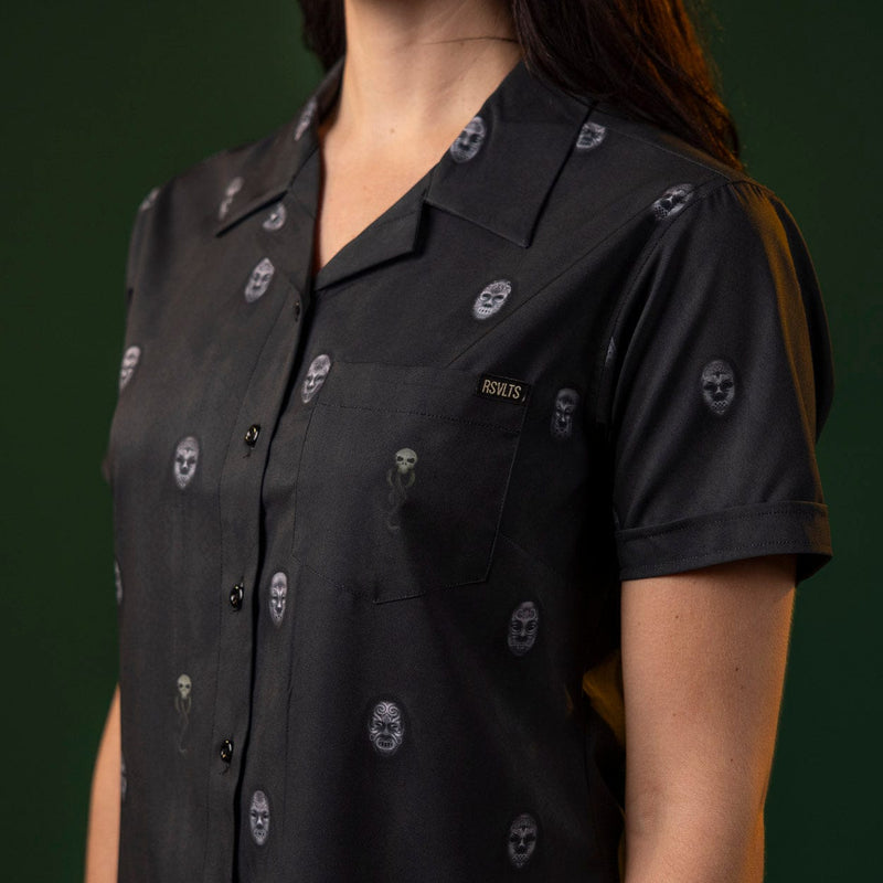 RSVLTS Morsmordre Women's KUNUFLEX Short Sleeve Shirt in Black — detail 4