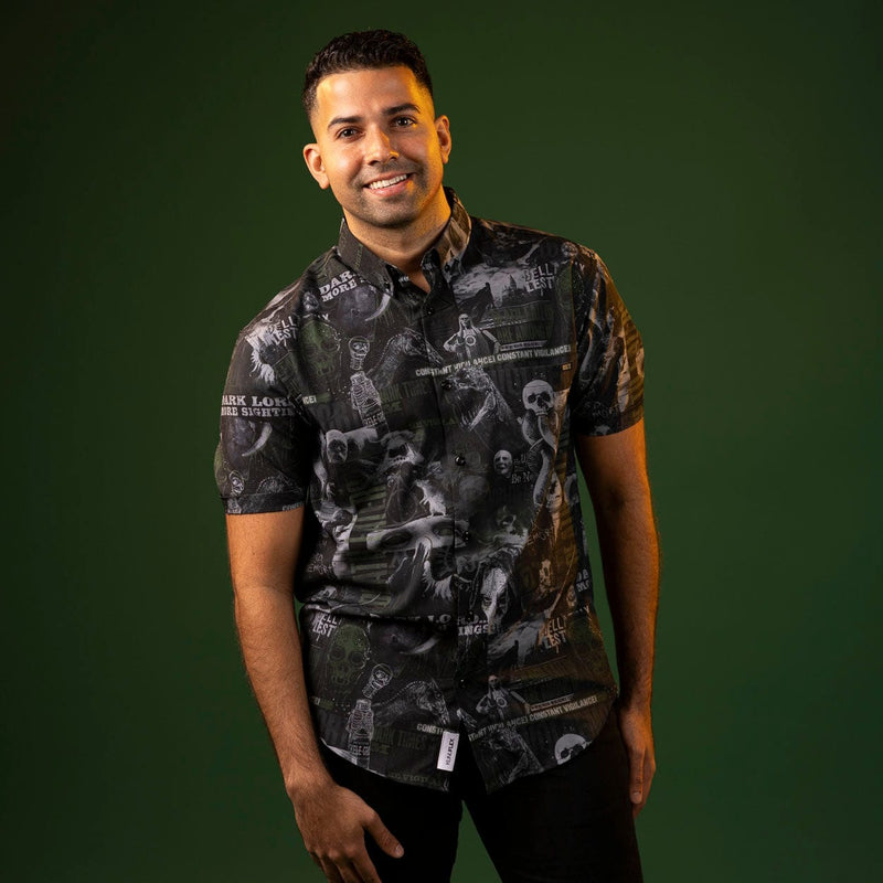 RSVLTS Dark Times Lie Ahead KUNUFLEX Short Sleeve Shirt in Black — detail 2