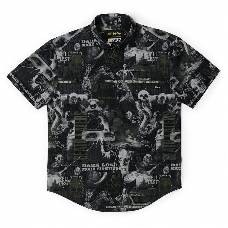 RSVLTS Dark Times Lie Ahead KUNUFLEX Short Sleeve Shirt in Black — detail 3