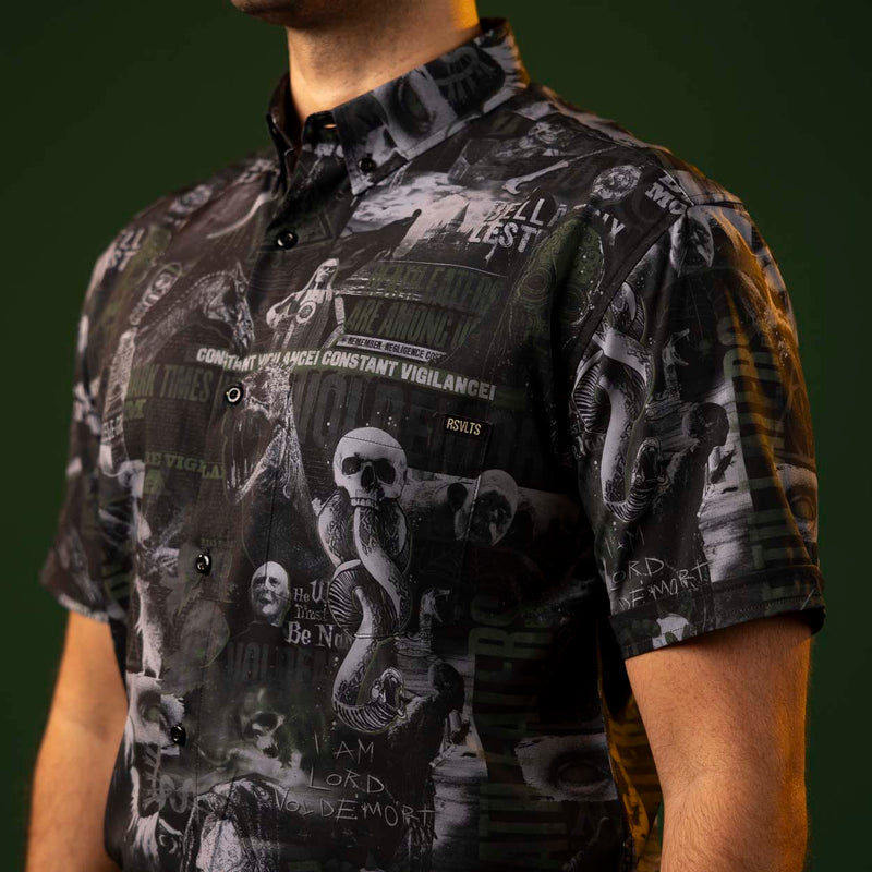 RSVLTS Dark Times Lie Ahead KUNUFLEX Short Sleeve Shirt in Black — detail 4