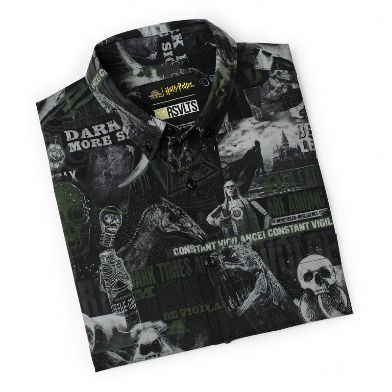 RSVLTS Dark Times Lie Ahead KUNUFLEX Short Sleeve Shirt in Black — detail 8