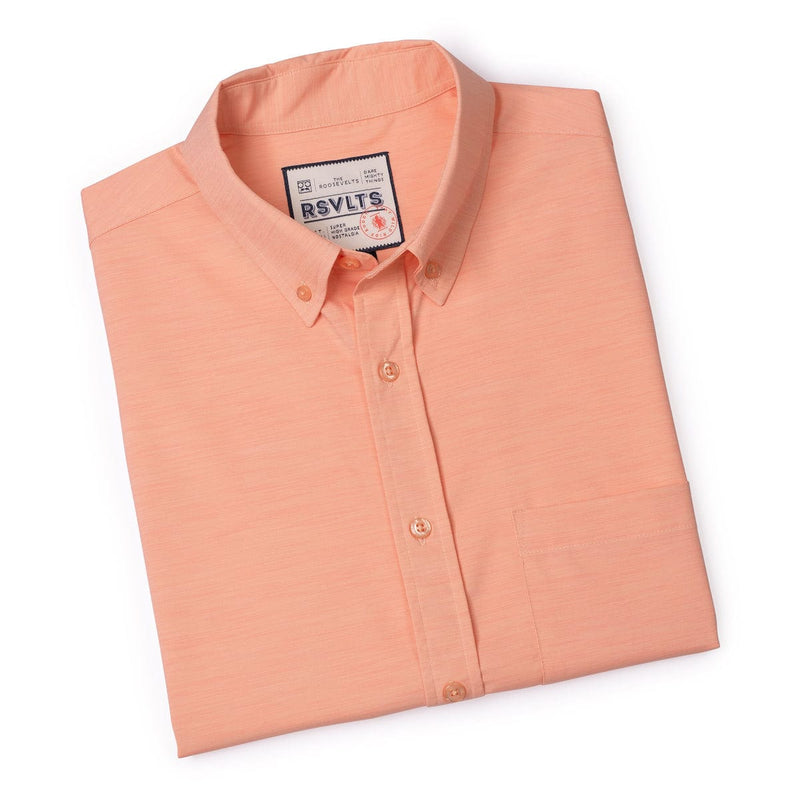 RSVLTS Peach Chaos KUNUFLEX Short Sleeve Shirt in Orange — detail 4