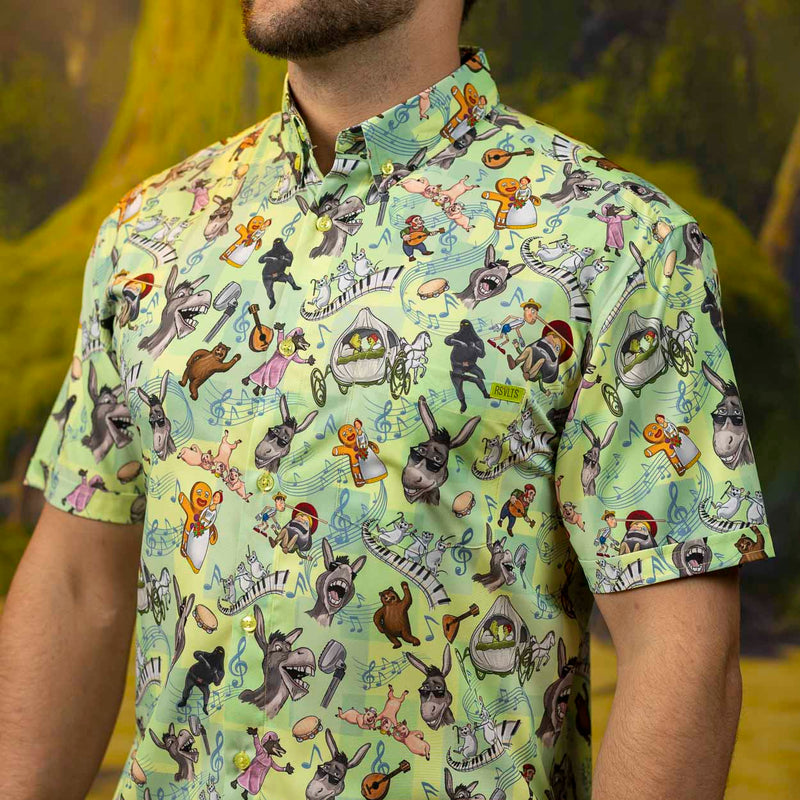 RSVLTS Duloc and Roll KUNUFLEX Short Sleeve Shirt in Green — front view