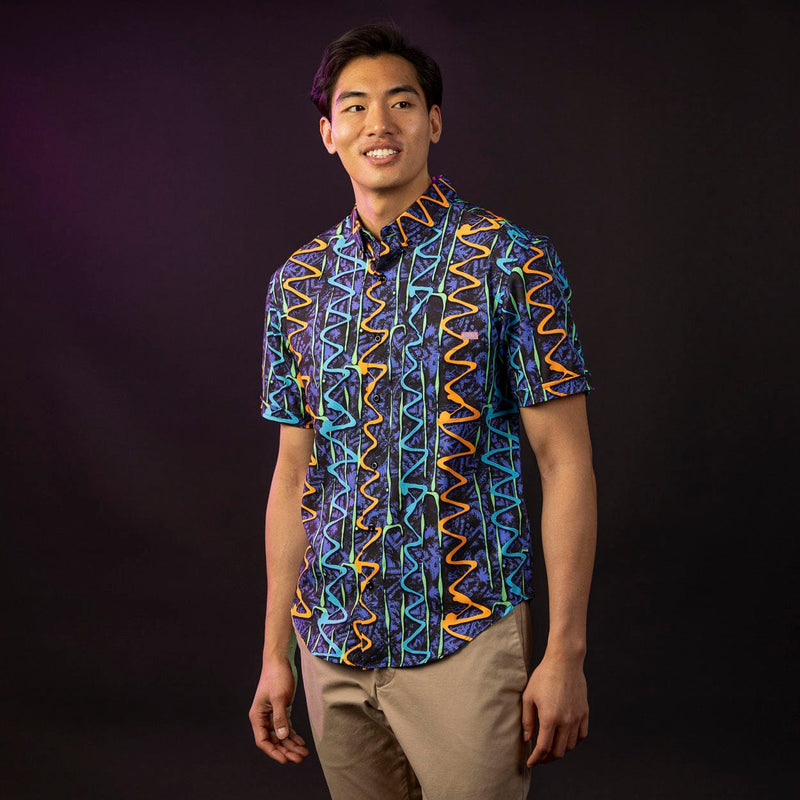 RSVLTS Retro Squigglies KUNUFLEX Short Sleeve Shirt in Black — detail 2