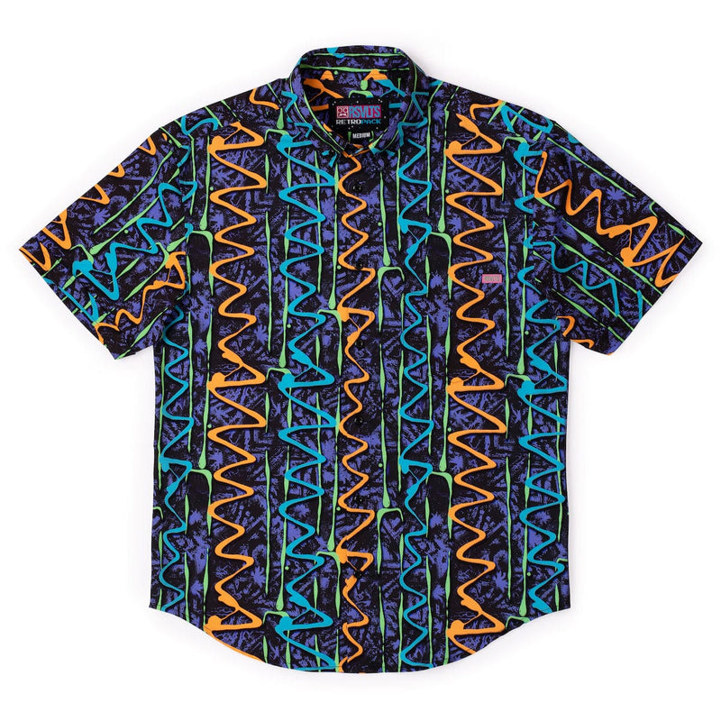RSVLTS Retro Squigglies KUNUFLEX Short Sleeve Shirt in Black — detail 3