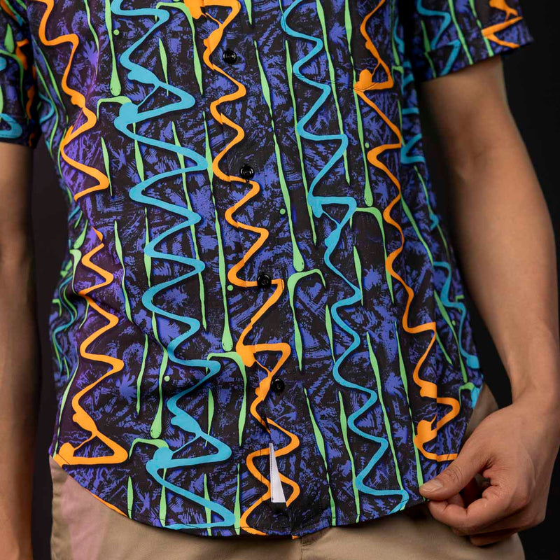 RSVLTS Retro Squigglies KUNUFLEX Short Sleeve Shirt in Black — detail 6