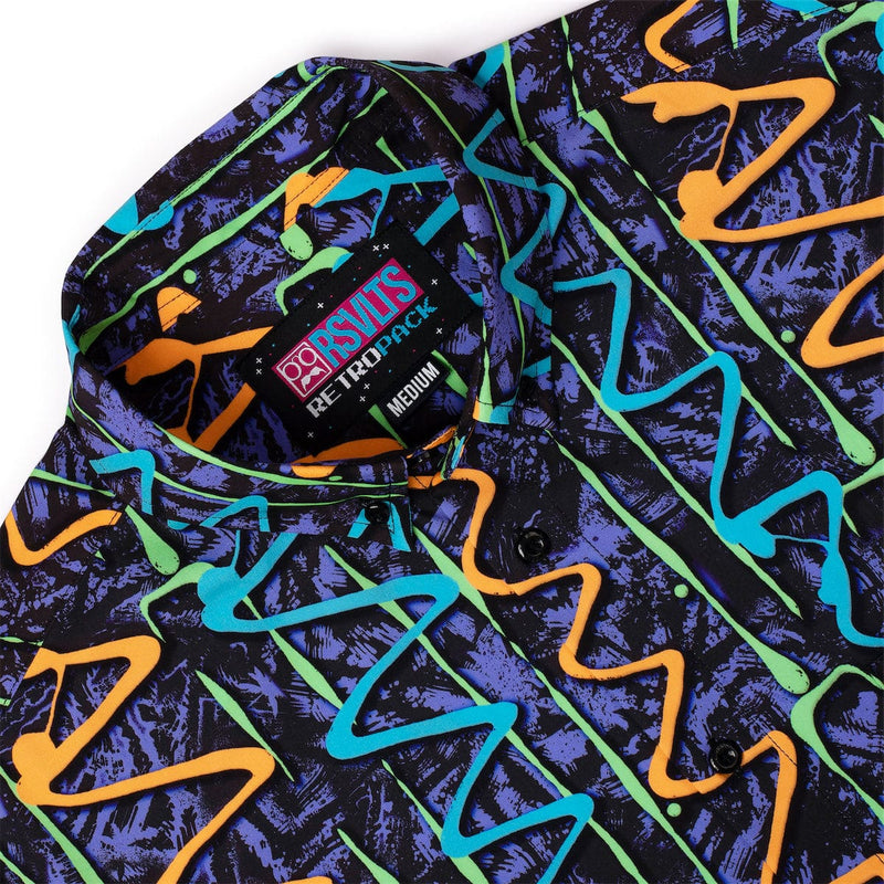RSVLTS Retro Squigglies KUNUFLEX Short Sleeve Shirt in Black — detail 7