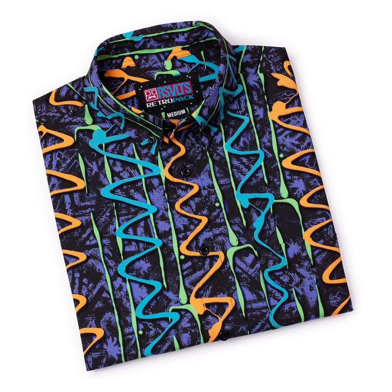 RSVLTS Retro Squigglies KUNUFLEX Short Sleeve Shirt in Black — detail 8
