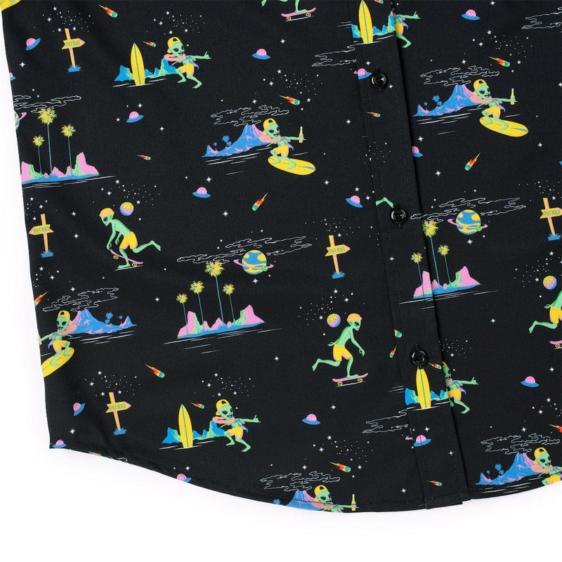 RSVLTS Space Beach KUNUFLEX Short Sleeve Shirt in Black — detail 7