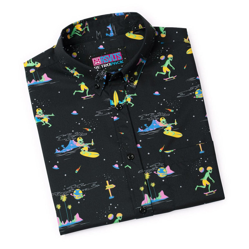 RSVLTS Space Beach KUNUFLEX Short Sleeve Shirt in Black — detail 8