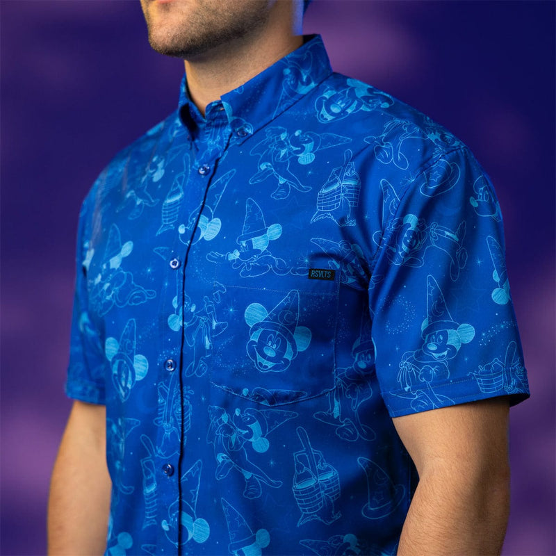 RSVLTS Sketches in the Stars KUNUFLEX Short Sleeve Shirt in Blue — detail 2