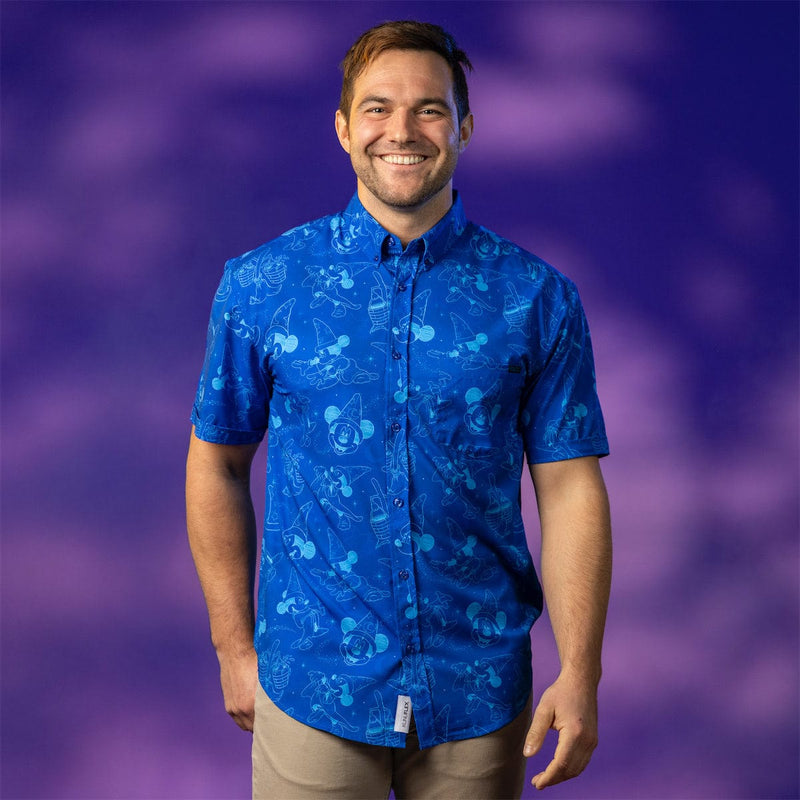 RSVLTS Sketches in the Stars KUNUFLEX Short Sleeve Shirt in Blue — detail 3
