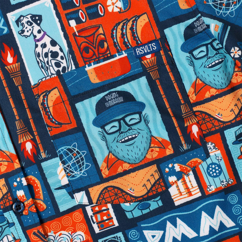 RSVLTS Hey, Friends KUNUFLEX Short Sleeve Shirt in Blue — detail 2