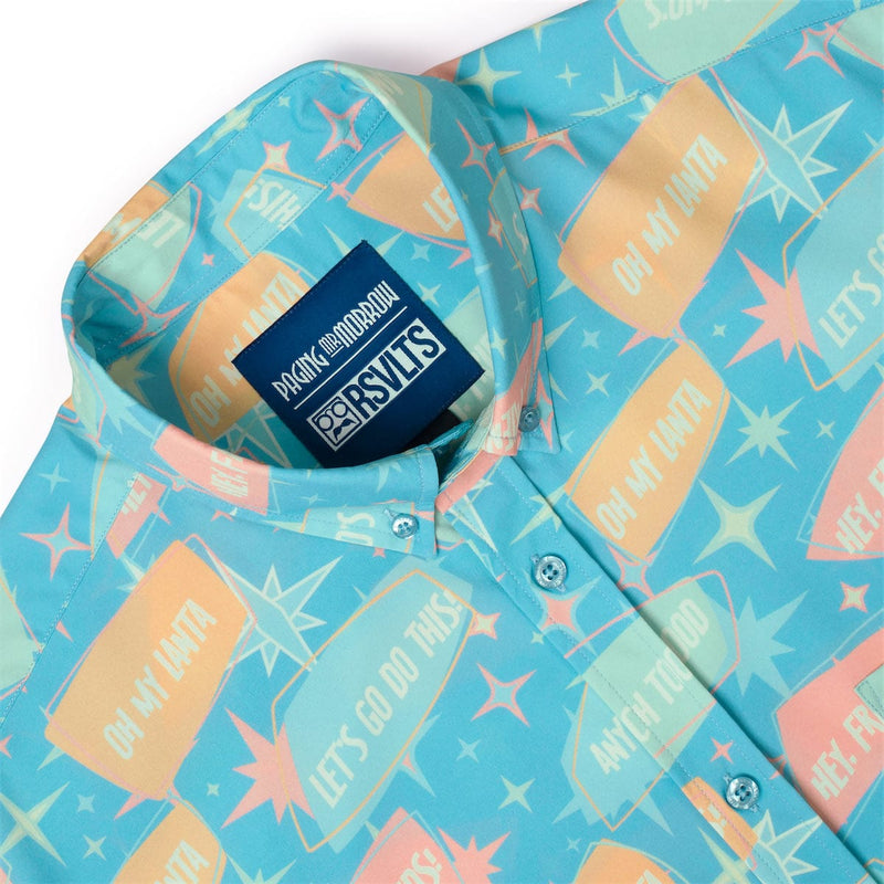 RSVLTS Phrasing Mr. Morrow KUNUFLEX Short Sleeve Shirt in Blue — detail 3
