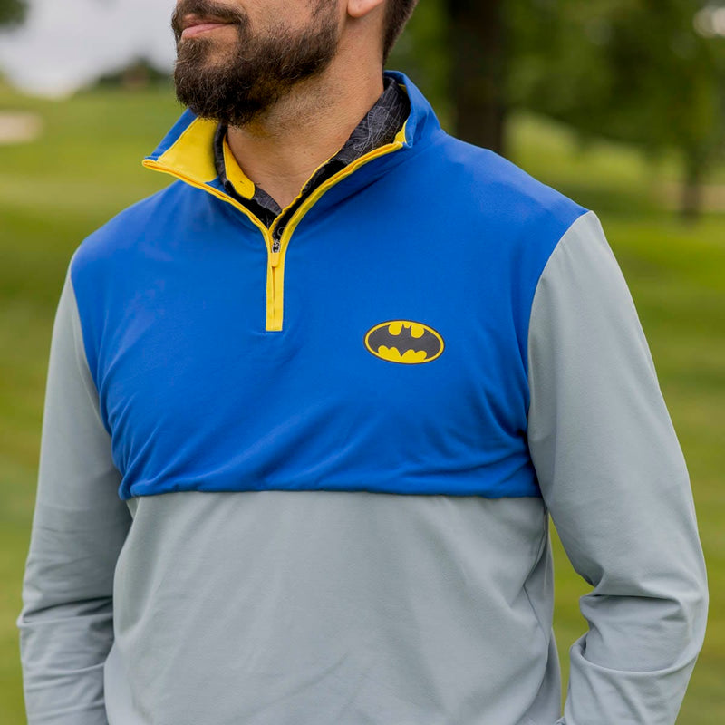 RSVLTS Holy Activewear, Batman! Quarter Zip in Blue — front view