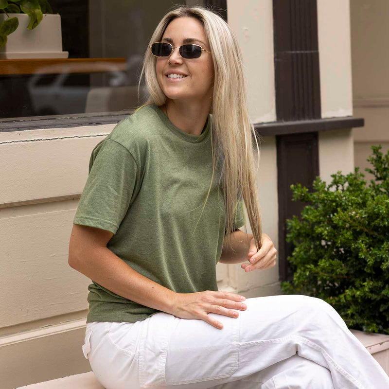 RSVLTS Heather Sage Crewneck Tee in Green — detail 4