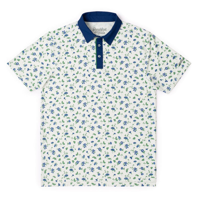 RSVLTS Grandma's Garden All-Day Polo in Blue — front view