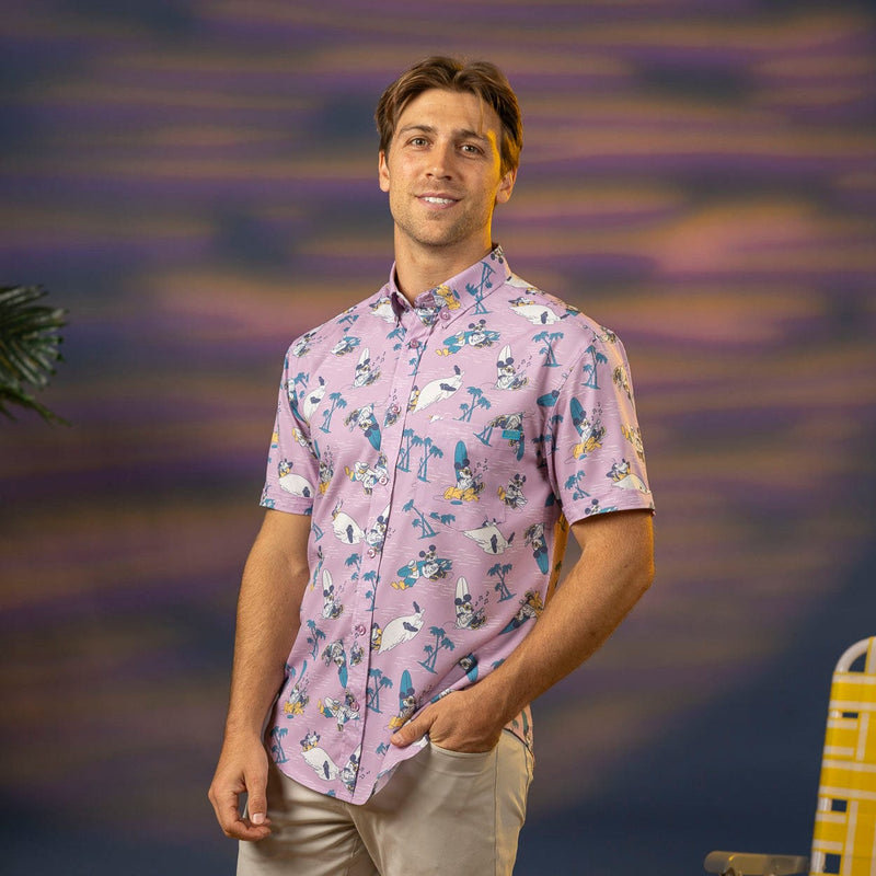 RSVLTS Shore Looks Relaxin' KUNUFLEX Short Sleeve Shirt in Pink — detail 3