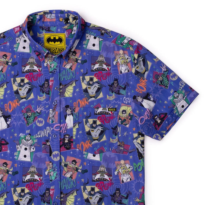 RSVLTS Kapow! Bonk! Thwack! KUNUFLEX Short Sleeve Shirt in Blue — detail 2