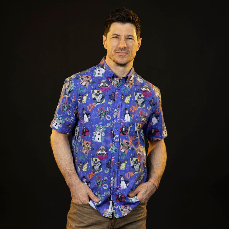 RSVLTS Kapow! Bonk! Thwack! KUNUFLEX Short Sleeve Shirt in Blue — detail 3