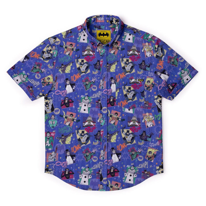 RSVLTS Kapow! Bonk! Thwack! KUNUFLEX Short Sleeve Shirt in Blue — detail 4