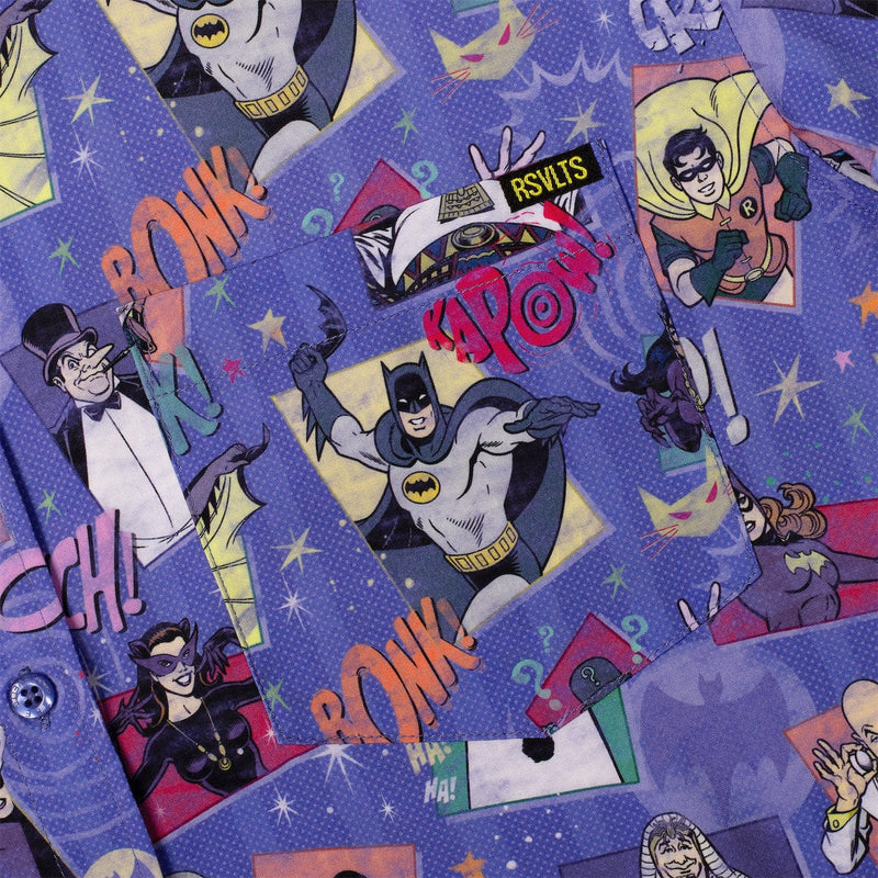 RSVLTS Kapow! Bonk! Thwack! KUNUFLEX Short Sleeve Shirt in Blue — detail 5