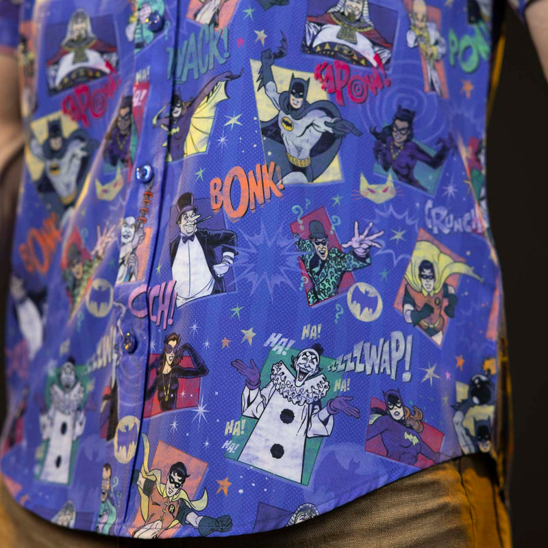 RSVLTS Kapow! Bonk! Thwack! KUNUFLEX Short Sleeve Shirt in Blue — detail 6