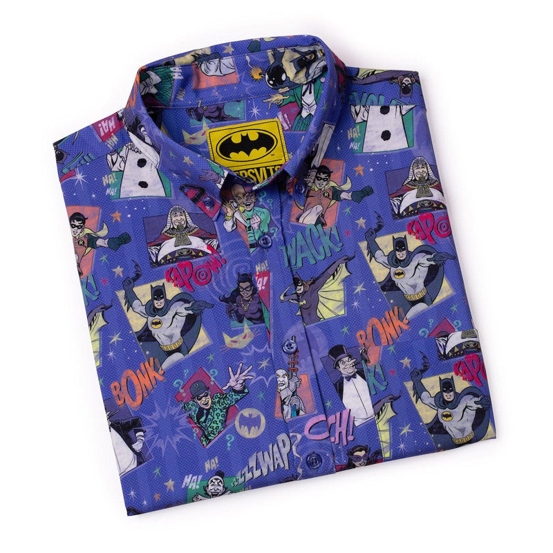 RSVLTS Kapow! Bonk! Thwack! KUNUFLEX Short Sleeve Shirt in Blue — detail 8