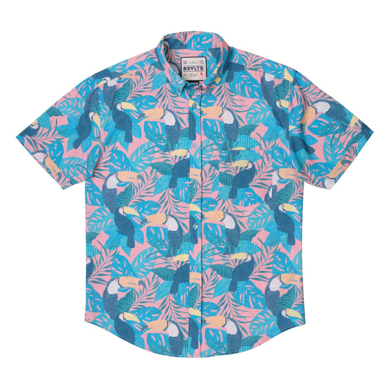 RSVLTS Toucan Tango KUNUFLEX Short Sleeve Shirt in Blue — detail 4