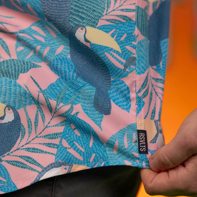 RSVLTS Toucan Tango KUNUFLEX Short Sleeve Shirt in Blue — detail 6