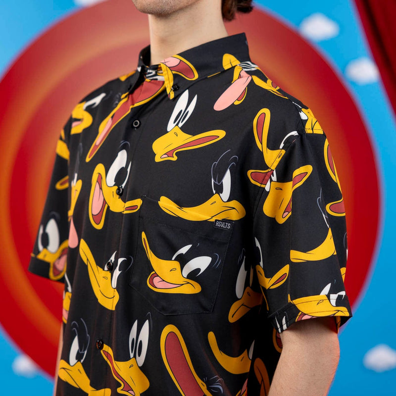 RSVLTS Duck Amuck KUNUFLEX Short Sleeve Shirt in Black — detail 4