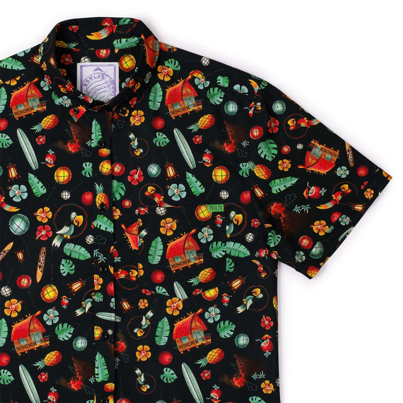 RSVLTS South Pacific KUNUFLEX Short Sleeve Shirt in Black — detail 2