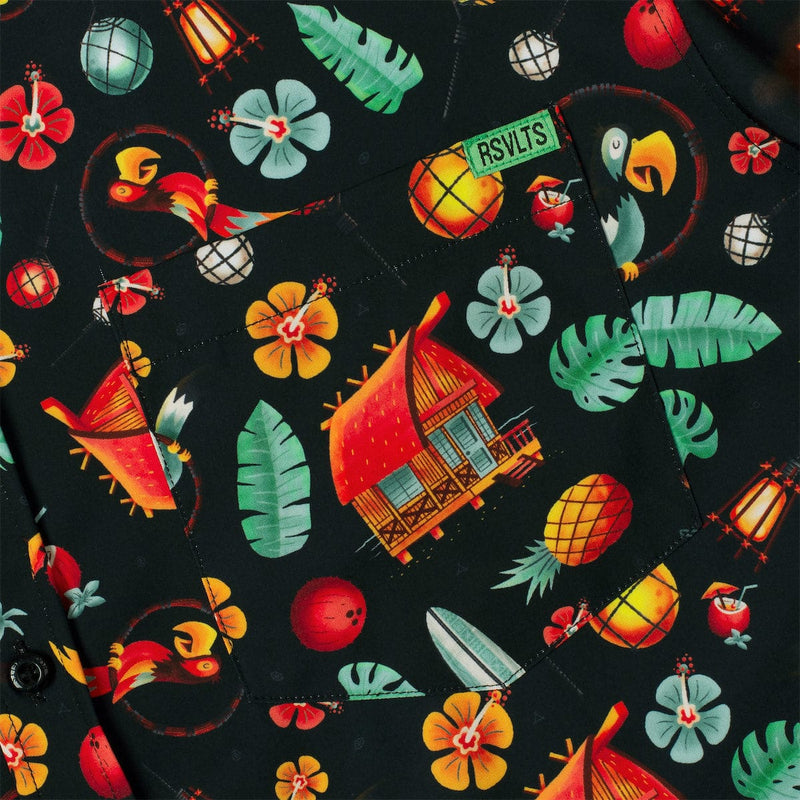 RSVLTS South Pacific KUNUFLEX Short Sleeve Shirt in Black — detail 5