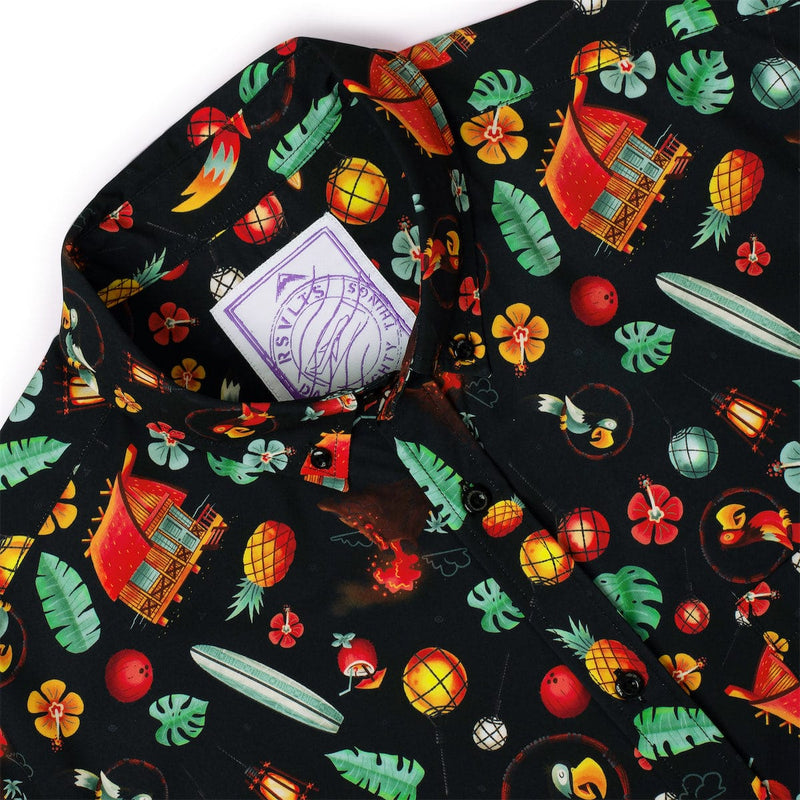 RSVLTS South Pacific KUNUFLEX Short Sleeve Shirt in Black — detail 6