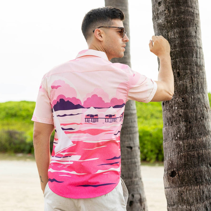RSVLTS Tahiti KUNUFLEX Short Sleeve Shirt in Pink — detail 2