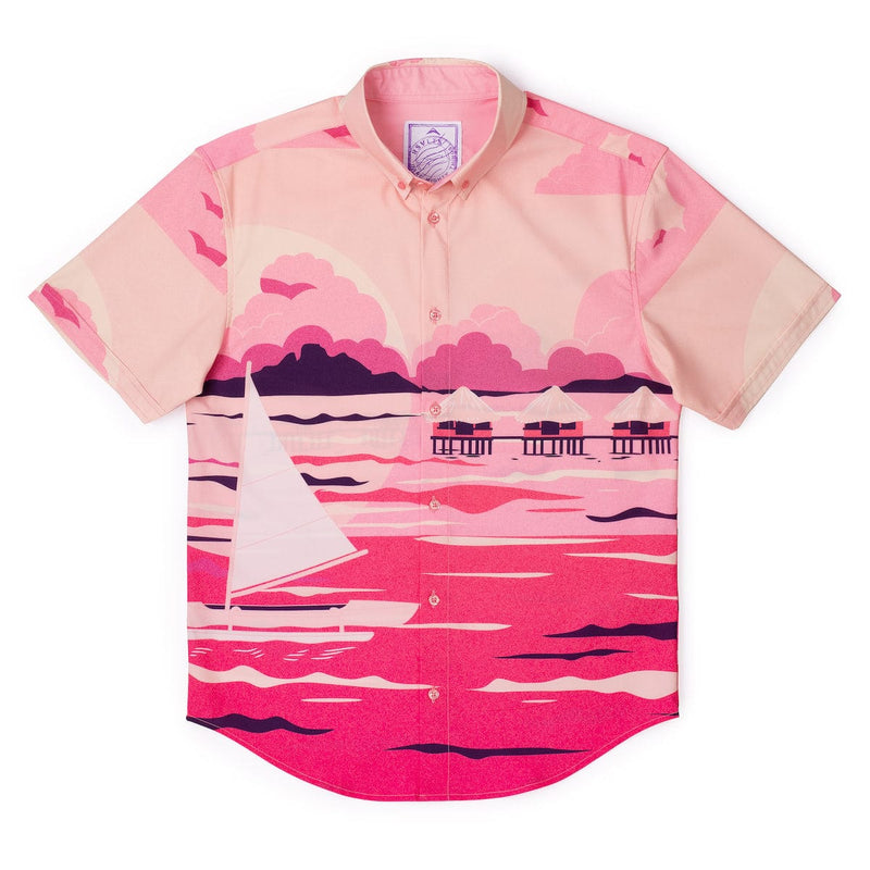RSVLTS Tahiti KUNUFLEX Short Sleeve Shirt in Pink — detail 3