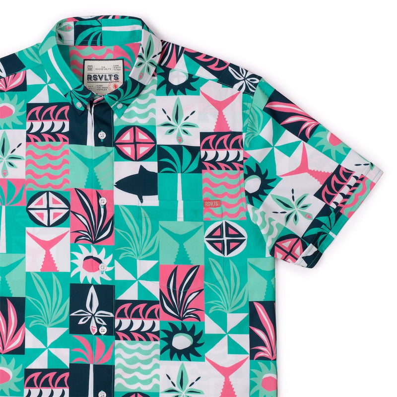 RSVLTS Shore Things KUNUFLEX Short Sleeve Shirt in Green — detail 2