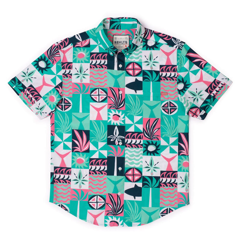 RSVLTS Shore Things KUNUFLEX Short Sleeve Shirt in Green — detail 4