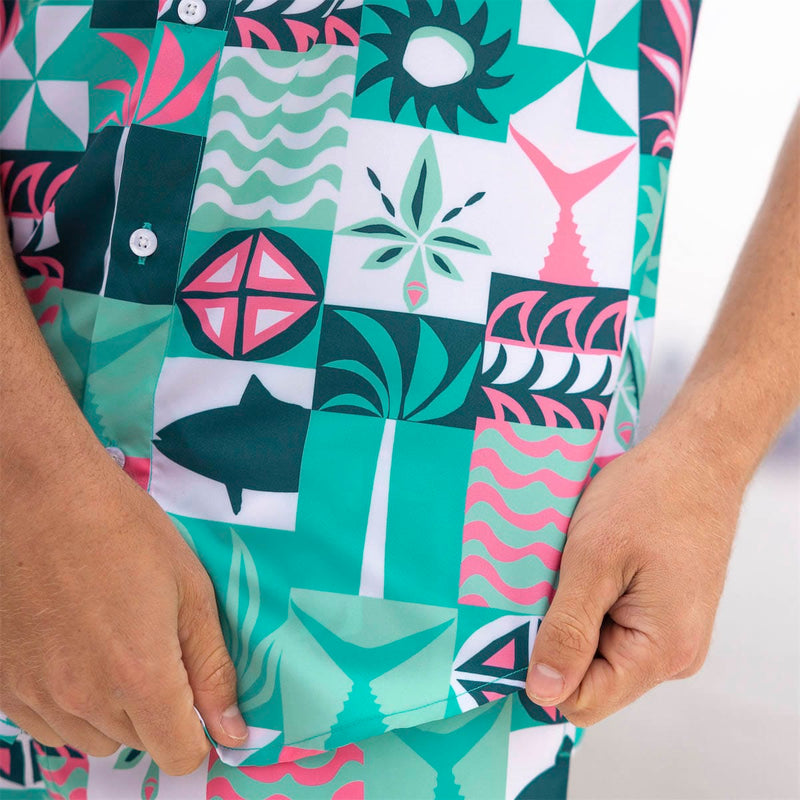 RSVLTS Shore Things KUNUFLEX Short Sleeve Shirt in Green — detail 6