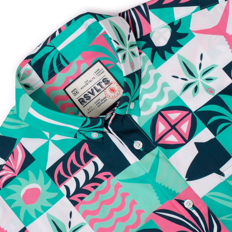 RSVLTS Shore Things KUNUFLEX Short Sleeve Shirt in Green — detail 7