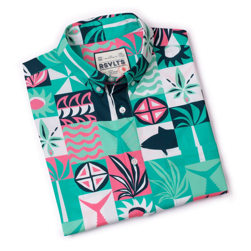 RSVLTS Shore Things KUNUFLEX Short Sleeve Shirt in Green — detail 8