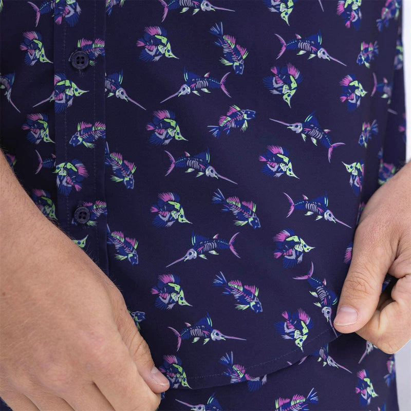 RSVLTS Skeletal Seas KUNUFLEX Short Sleeve Shirt in Black — detail 5
