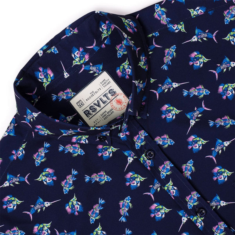 RSVLTS Skeletal Seas KUNUFLEX Short Sleeve Shirt in Black — detail 6