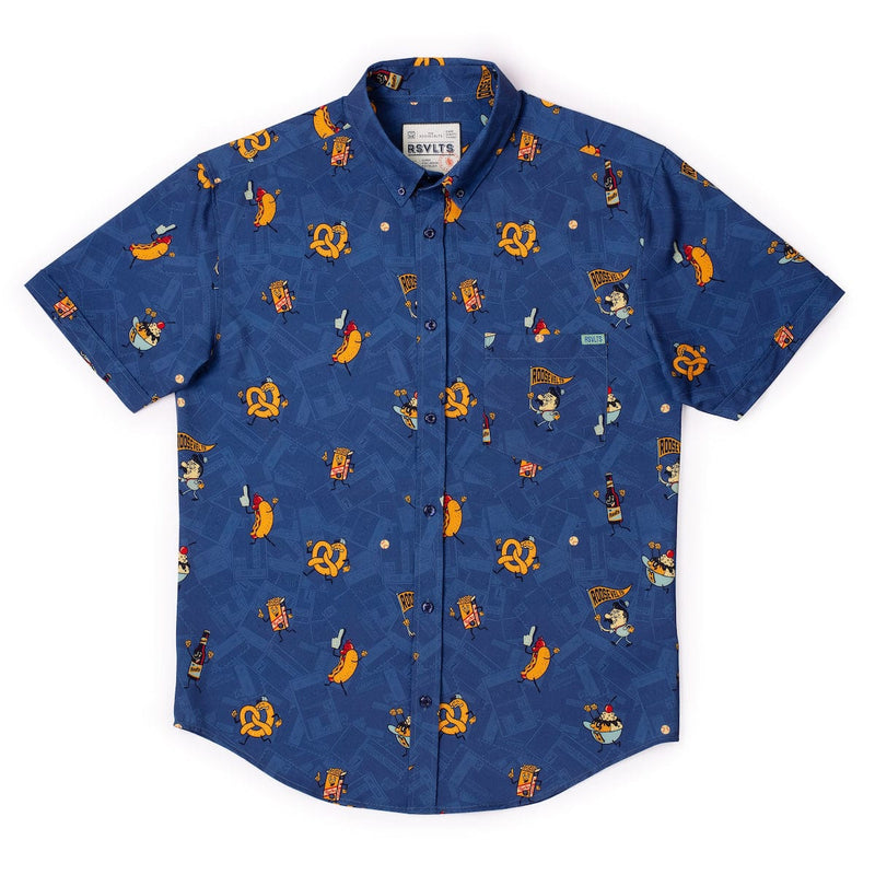 RSVLTS Bleacher Bites KUNUFLEX Short Sleeve Shirt in Blue — detail 2