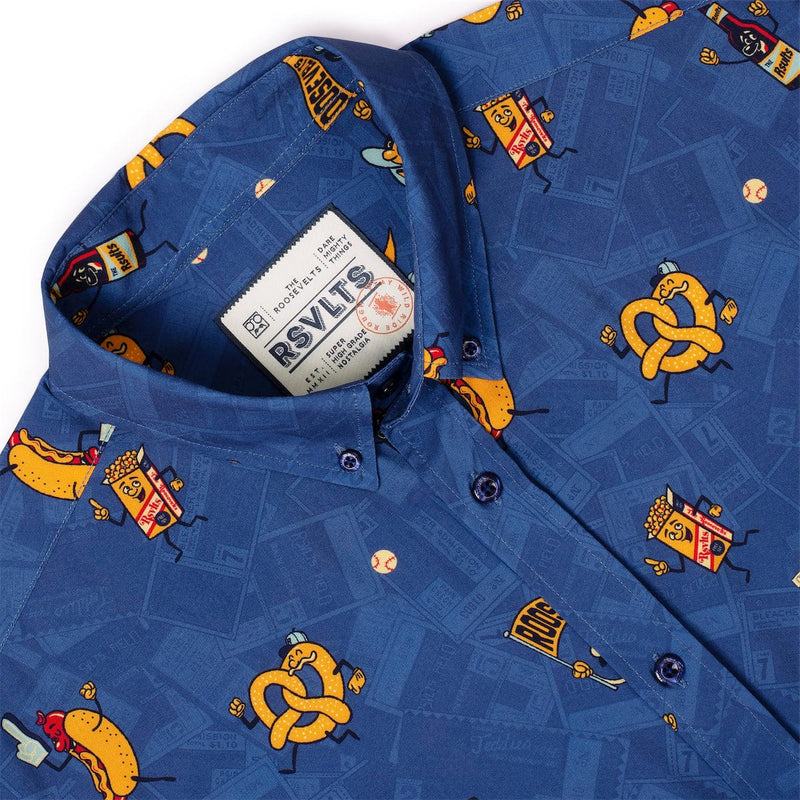 RSVLTS Bleacher Bites KUNUFLEX Short Sleeve Shirt in Blue — detail 5