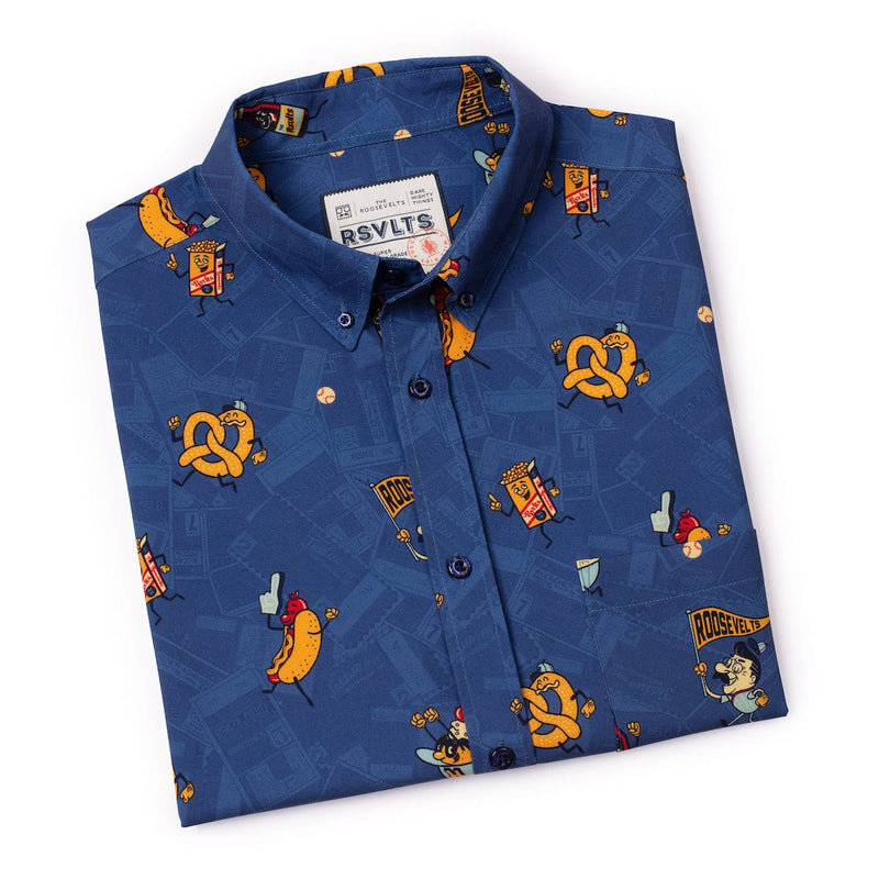 RSVLTS Bleacher Bites KUNUFLEX Short Sleeve Shirt in Blue — detail 6