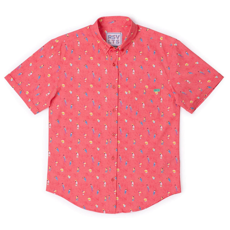 RSVLTS Tropical Flocktails KUNUFLEX Short Sleeve Shirt in Pink — detail 2