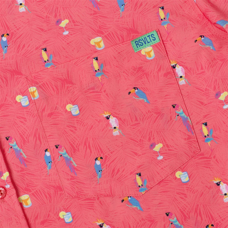 RSVLTS Tropical Flocktails KUNUFLEX Short Sleeve Shirt in Pink — detail 3