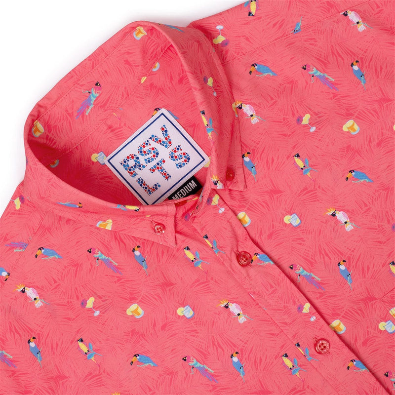 RSVLTS Tropical Flocktails KUNUFLEX Short Sleeve Shirt in Pink — detail 4